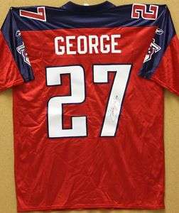 Eddie George Autographed Red Reebok Titans Jersey  