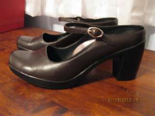   DANSKO Sz 40 9.5 10 Brown Leather Mary Jane Clog Heels Shoes  