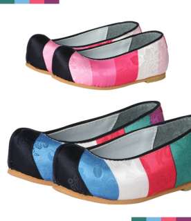 Korean tranditional Shoes Hanbok Flower shoes Rainbow striped 12months 