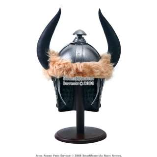 Viking Horns Barbarian Saxon Medieval Helmet w/ Stand  