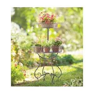  Two Tiered Iron Plant Stand With Verdigris Finish Patio 