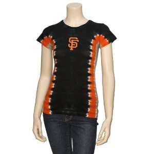   San Francisco Giants Ladies Black Tie Dye T shirt