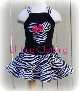 Custom Minnie Black Knit Zebra Tiered Halter Dress Girl  