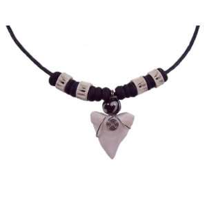  Large Shark Tooth Necklace Black Beads 
