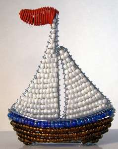 Sailboat Wire & Glass Beads Mini Sculpture Beadworx MIB  