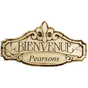   French Fleur De Lis Decor, Personalized Bienvenue sign