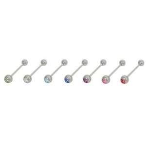 JEWELED BARBELL RING BODY JEWELRY  SET OF 7 ASSORTED COLORS  