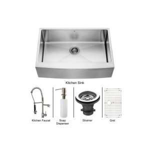 Vigo Industries Farmhouse Kitchen Sink, Faucet, Grid, Strainer and 