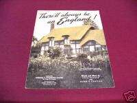 1939 THERELL ALWAYS BE AN ENGLAND PIANO SHEET MUSIC  