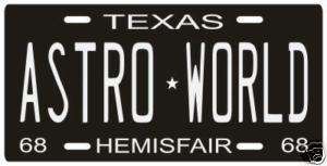 ASTROWORLD amusement park 1968 Texas License plate  