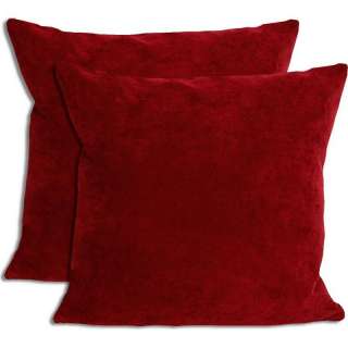 2X Corduroy Polyester Decoration Bed Pillow Red 18x18  