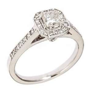 Halo Set Princess Cut Diamond Engagement Ring 14k White Gold (1 Carat 