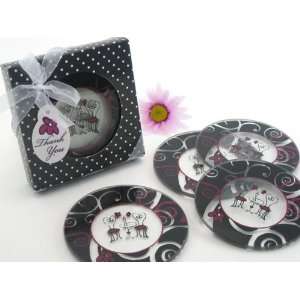 Baby Keepsake Bistro for Two Round Glass Coaster Favors in Designer 