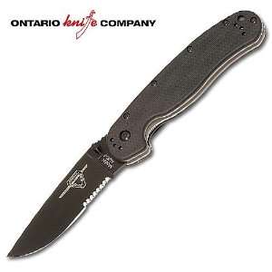    Ontario Folding Knife Black Serrated RAT