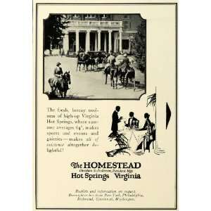   Hot Springs Virginia Dining Horseback Riding   Original Print Ad Home