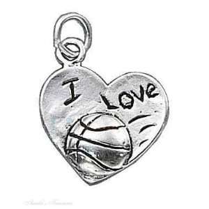  Sterling Silver I LOVE BASKETBALL Word Charm Jewelry