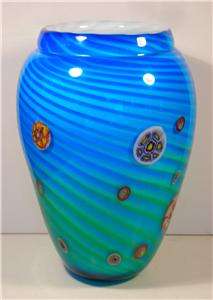 Fabulous Murano 11.5H vase with Millifiore ~ Original Label ~ Mint 