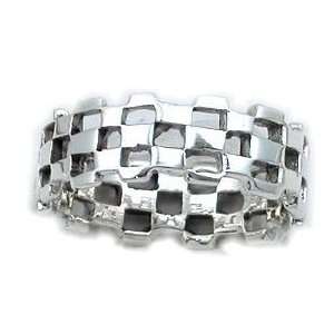 Silverflake  Checkered Silver Band r 1040 Size 7(sizes 5,6,7,8,9,10,11 