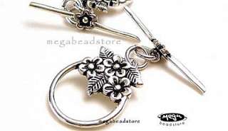 Flower BALI 925 STERLING SILVER Toggle Clasp 20mm T15  