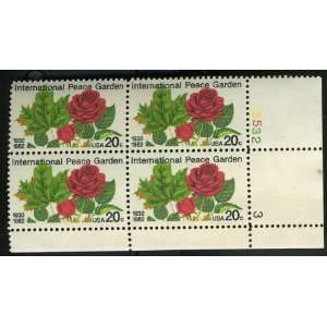 US Postage Stamps 1982 International Peace Garden #2014 Plate Block of 