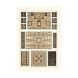  Painted Ceilings and Pavements from Pompeii 12x18 Giclee 