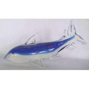  Fish Art Blue Glass Shark Figurine