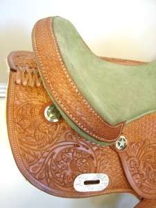   OIL LIME GREEN BARREL Western SHOW horse SADDLE closeout stock  