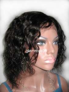 Full Lace Cap 100% Indian Remy Human Hair Wig 10 Curly  