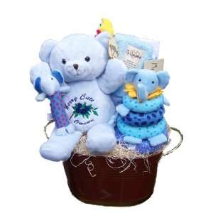    Personalized Baby Boy Gift Baskets   The Blue Bear Basket Baby