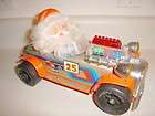 Tin Race Car Santa Musical Vtg Christmas Toy Metal Plas