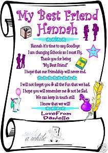 BEST FRIEND LEAVING SCHOOL PERSONALIZED laminated card  