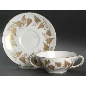  Wedgwood Fine China Buxton Gold Cream Soup and Saucer Set 