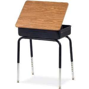   Lift Lid Student Desk with Medium Oak Laminate Top