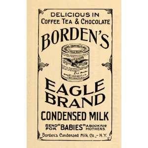 1900 Ad Bordens Eagle Brand Condensed Milk Tin NY   Original Print Ad