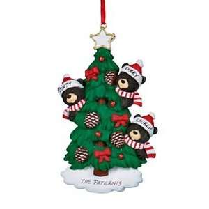  Personalized Black Bear Tree Family 3 Christmas Ornament 