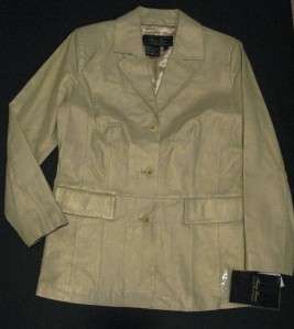 NWT TERRY LEWIS Matte Gold Leather Blazer Coat S $179  