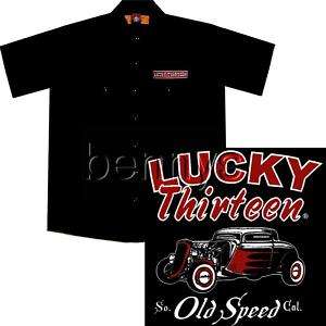NEW Old Speed Hot Rod Car Work Shirt, Lucky 13, Big 5X  