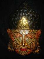 Bali Flower Tattoo face Buddha Mask~hand Carved Wood~Balinese wall Art 