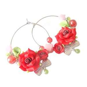 Bohemian Style Polymer Clay Flower Star and Butterfly Knot Hoop 