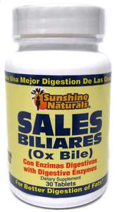 SUNSHINE NATURALS SALES BILIARES OX BILE DIGESTIVE  