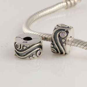 925 Sterling Silver Champagne Tendril Clip Stopper Charm for Pandora 