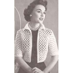 Vintage Crochet PATTERN to make   Knot Lace Bolero Shortie Jacket. NOT 