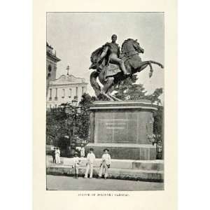  1901 Halftone Print Statue of Simon Bolivar Caracas Plaza 