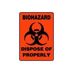  BIOHAZARD DISPOSE OF PROPERLY (W/GRAPHIC) Sign   14 x 10 