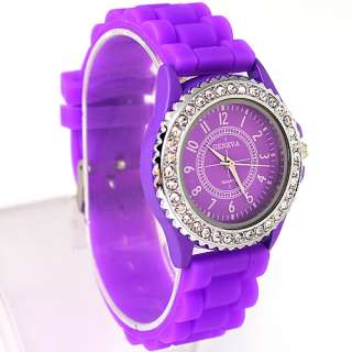   Classic Silicone Crystal Mens Teenagers Lady Girls Jelly Watch  