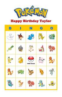 Pokemon Birthday Party Game Bingo Cards Basic Pokemon  