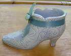 Vintage Pottery Womens Shoe Slipper Planter Blue Ribbon