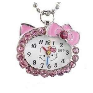  Cute Pink Hello Kitty Necklace Watch 