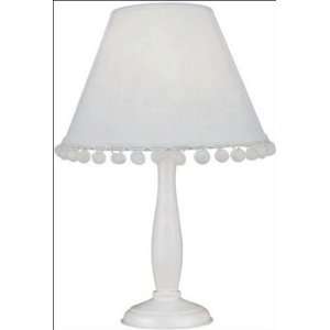   Source IK 6098WHT Pompom Table Lamp, White Wood with White Dot Shade
