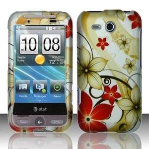 Red Flowers Hard Case Snap on Cover for HTC Freestyle  